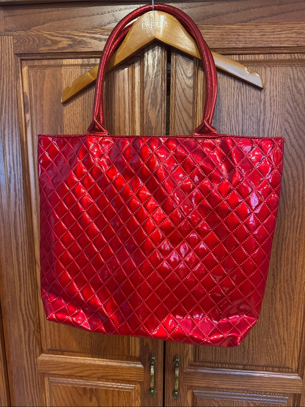 Patent red tote bag- NWOT